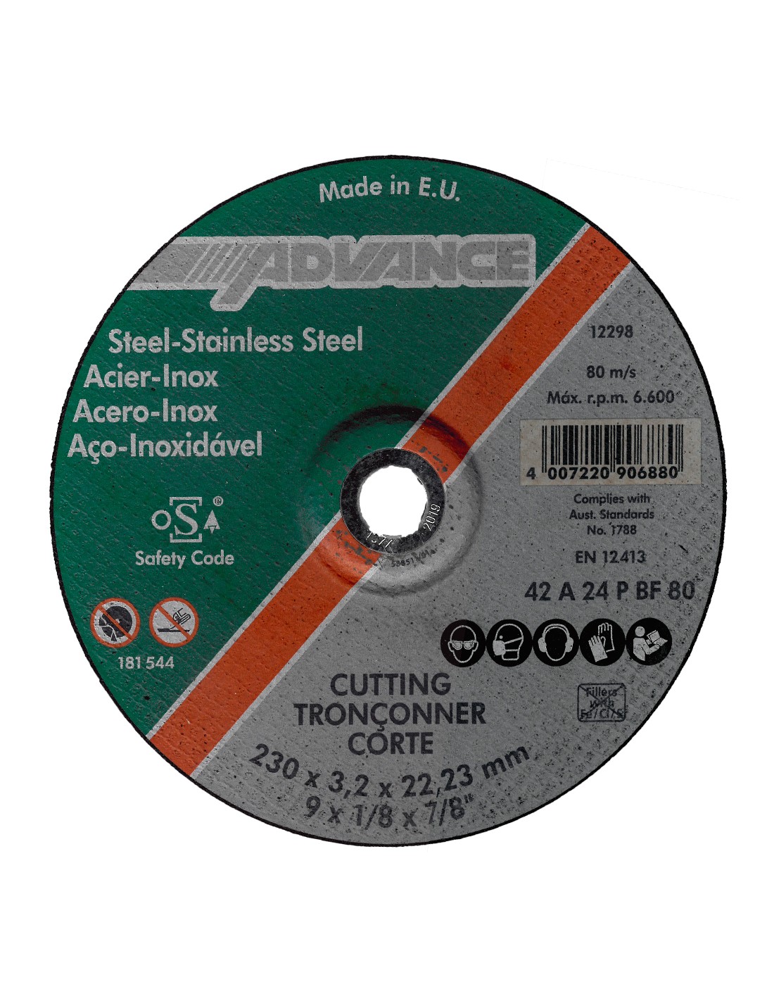 Disco corte acero-inox Advance 230x3,2