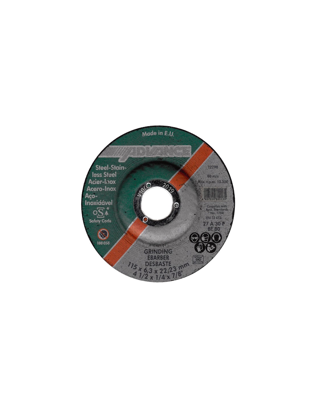 Disco desbaste acero-inox Advance 115x6,3