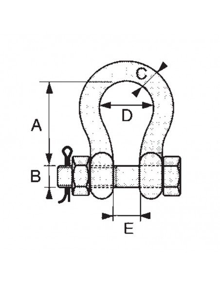 Grillete alta resistencia lira con tuerca y pasador