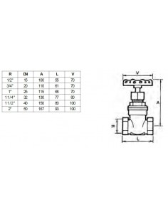 Válvula compuerta PN-16 inox 316 PTFE 2