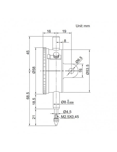 Reloj comparador con oreja Insize 2308-10A