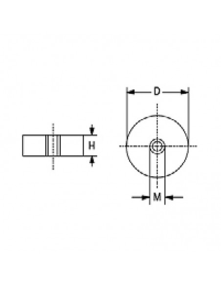 Imán base ferrita con agujero pasante roscado
