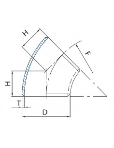 Curva DIN 2605 norma 3  45º 2