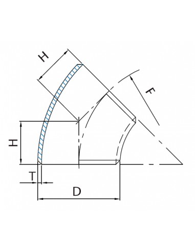 Curva DIN 2605 norma 3  45º