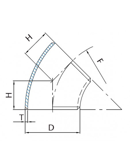 Curva DIN 2605 norma 3  45º