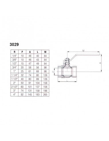 Válvula bola latón palanca inox PN25 Genebre 3029