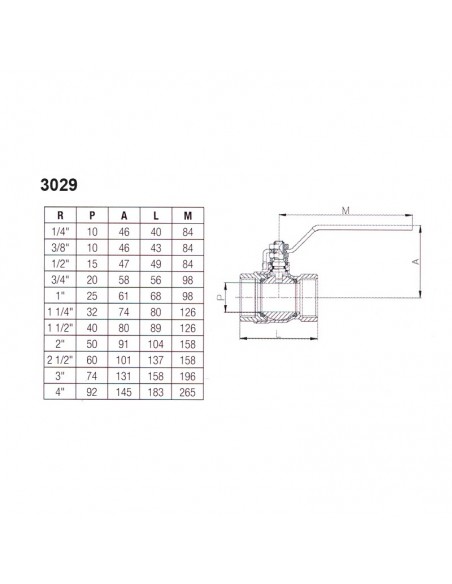 Válvula bola latón palanca inox PN25 Genebre 3029