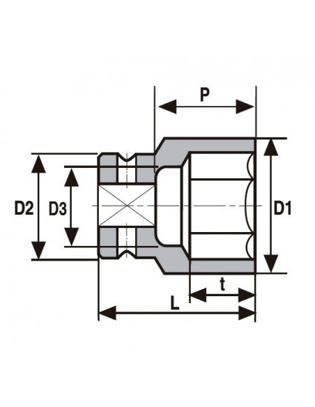 Llave vaso impacto 1/2" Ozat