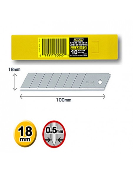 Cuchilla cutter 18mm Olfa LB-10 (10 uds.)