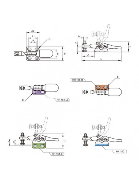 Brida apriete horizontal serie HH 150