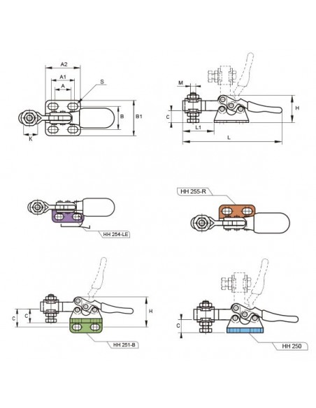 Brida apriete horizontal serie HH 250