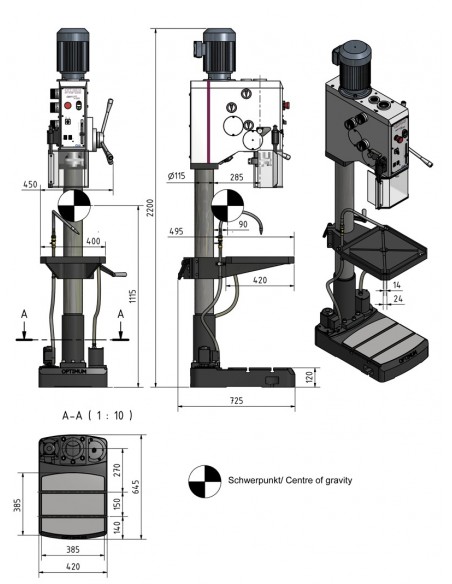 Taladro de engranajes Optimum DH 32 GS