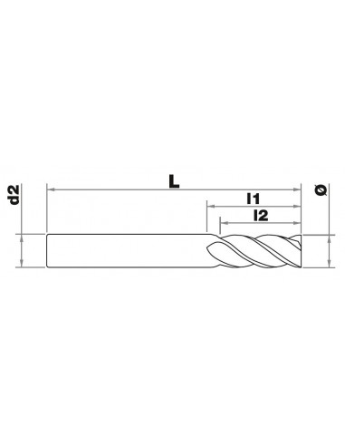 Fresa ranurar HSSE8 Z2 serie corta