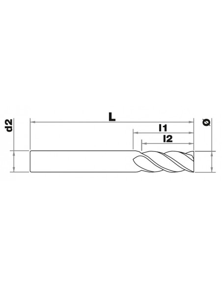 Fresa ranurar HSSE8 Z2 serie corta