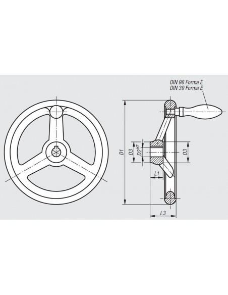 Volante DIN 950 aluminio con ranura