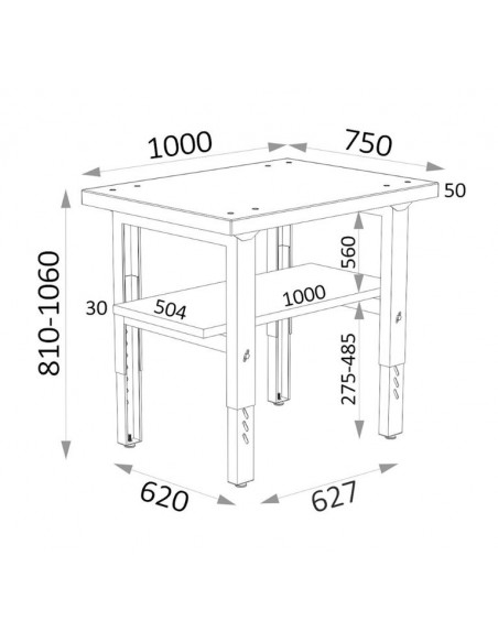 Banco/mesa de trabajo Heco 112 PG con patas regulables