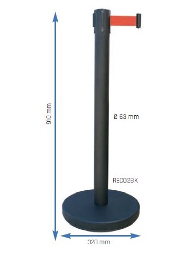 Poste negro con cinta Metalworks RECO2BKRE