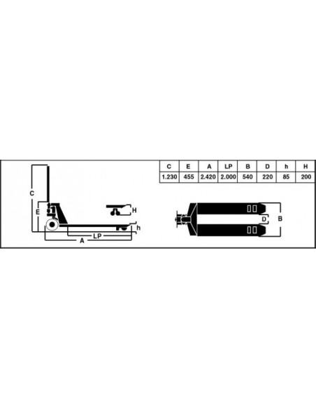 Transpaleta larga 2.000kg Ayerbe AY-2000 PL