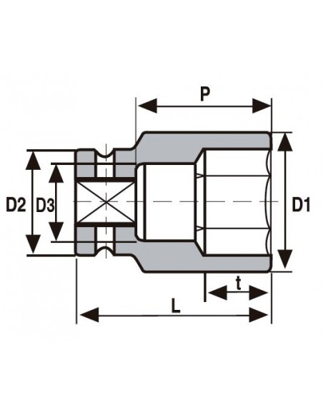 Llave vaso impacto 3/4" largo Acha