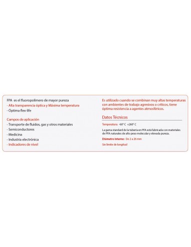 Tubo fluopolímero PFA transparente