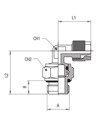 Codo orientable macho cilíndrico tórica Aignep 1115
