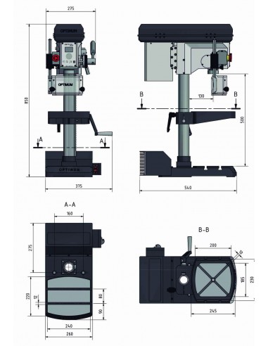Taladro columna con variador Optimum DH 18V