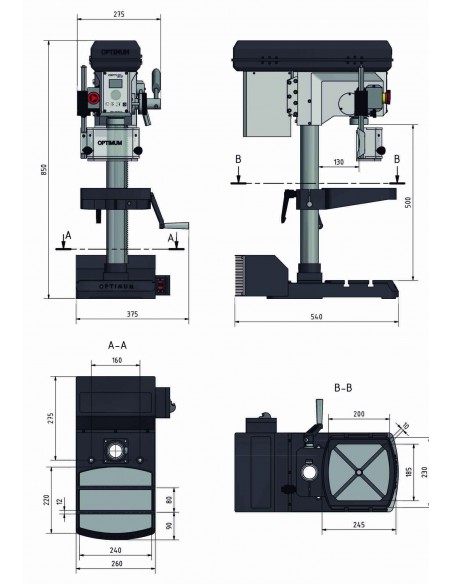 Taladro columna con variador Optimum DH 18V