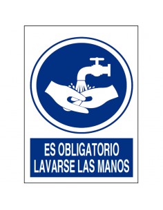 Cartel PVC A4 "Obligatorio lavarse las manos"
