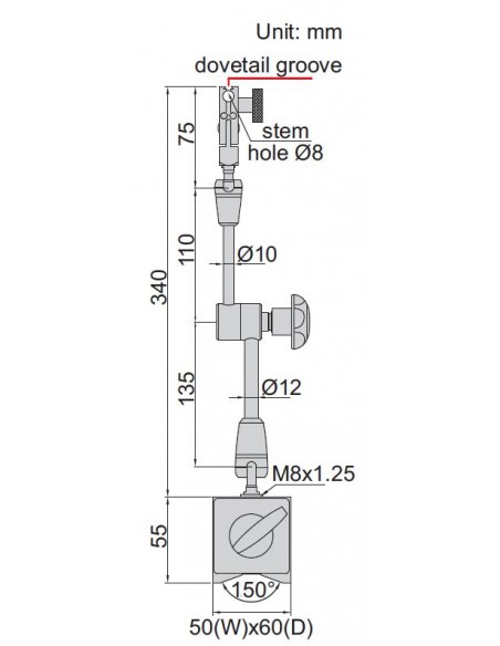 Base magnética articulada Insize 6210-80