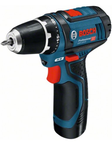 Atornillador batería Bosch GSR 12V-15 + 2 baterías 2Ah