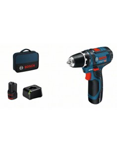 Atornillador batería Bosch GSR 12V-15 + 2 baterías 2Ah 2