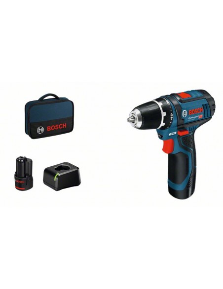 Atornillador batería Bosch GSR 12V-15 + 2 baterías 2Ah