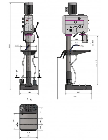 Taladro de engranajes Optimum DH 35 G