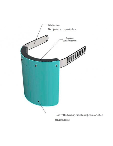 Pantalla facial anticontagio reposicionable