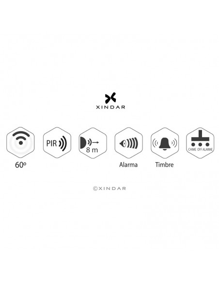 Detector movimiento con alarma y timbre Xindar Kytty