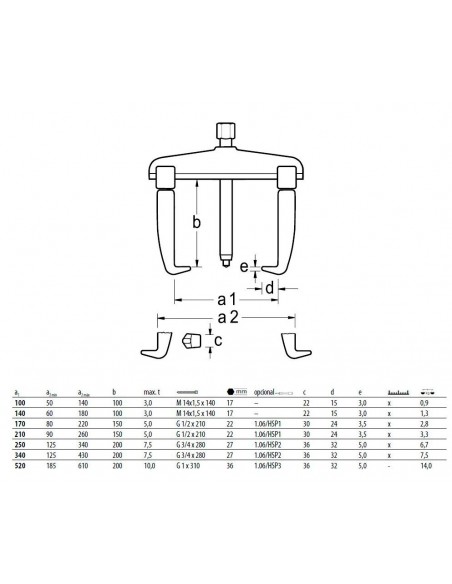 Extractor universal 2 patas Gedore 1.06B