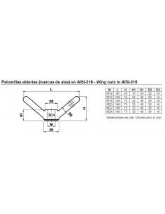 Palomilla abierna inox AISI-316 2