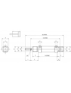 Minicilindro doble efecto magnético  Ø8-25 Aignep MF 2