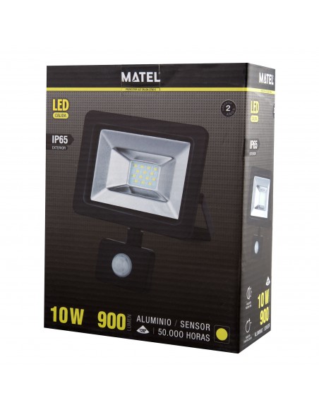 Foco proyector LED negro con sensor Matel