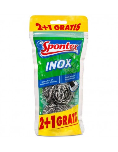 Estropajo Spontex acero inoxidable 2+1