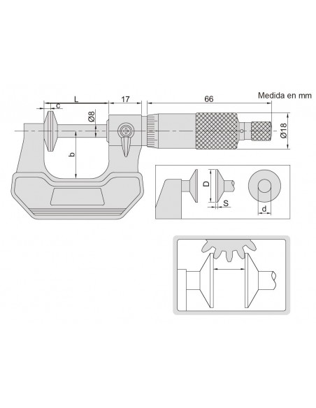 Micrómetro contactos platillo Insize 3282