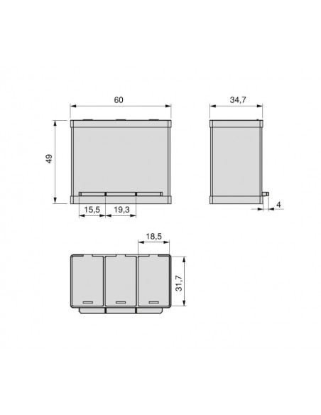 Contenedor reciclaje 3 compartimentos de 15L inox 8200265