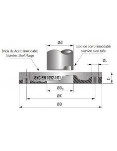 Brida plana DIN 2576 inoxidable 316L 2