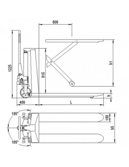 Transpaleta tijera manual 1.000kg TGT 10 DPC