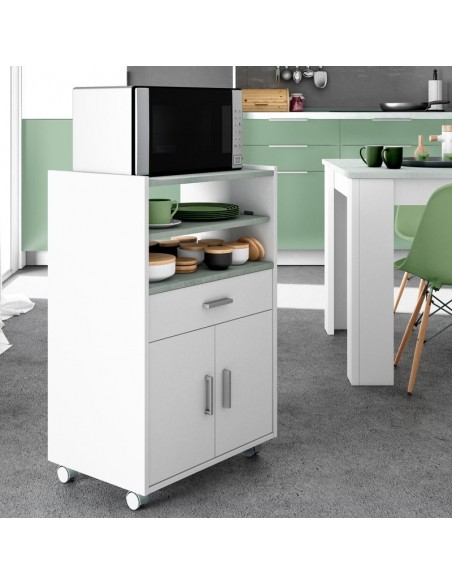 Mueble auxiliar microondas blanco-gris 92x59x40cm
