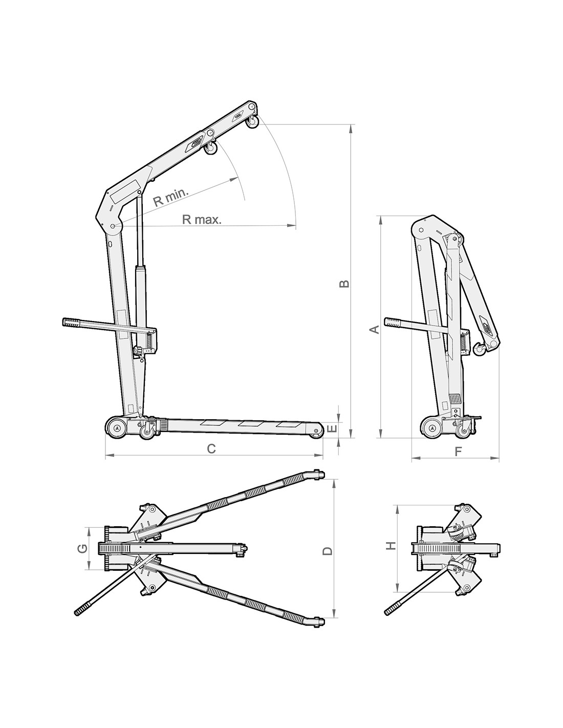 Grúa plegable taller Mega CRV