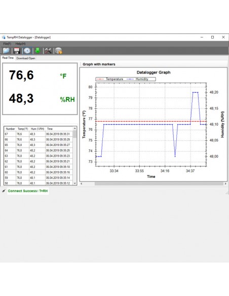 Termohigrómetro registrador USB PCE-HT 72