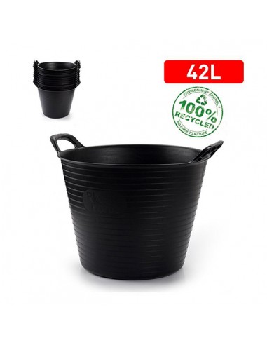Cubo capazo plástico negro 42 L