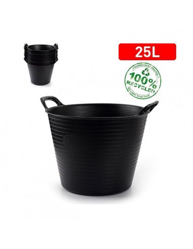 Cubo capazo plástico negro 25L