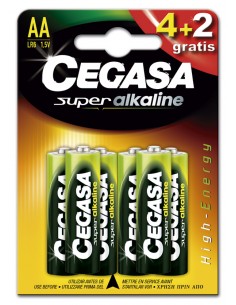Pila Cegasa super alkaline LR6 AA 1,5V BL 4+2